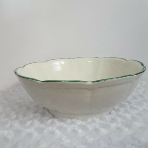 Garantito per Alimenti Vintage Pasta Serving Bowl Green White Hand Painted - Picture 9 of 16